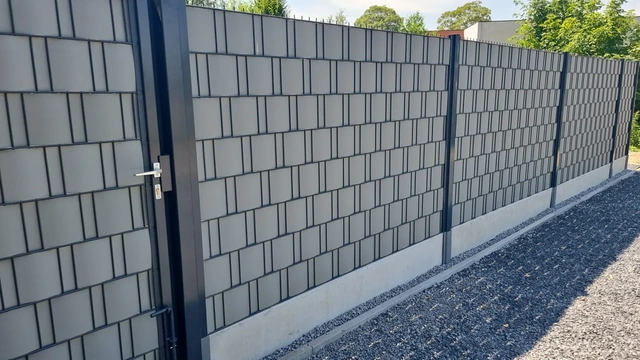 Clôture Horizon quartz avec poteaux anthracite
